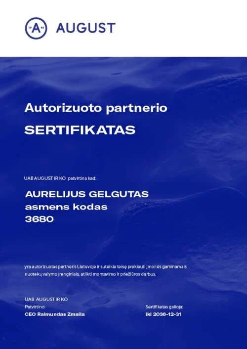 AUGUST autorizuoto specialisto sertifikatas