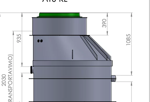 AT6-KL įtekėjimo gylio brėžinys – apie 90 cm